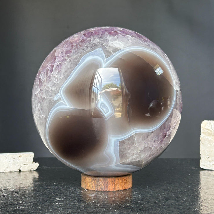 Amethyst and Agate Sphere, Open Crystal ball