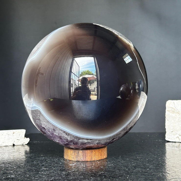 Amethyst and Agate Sphere, Open Crystal ball