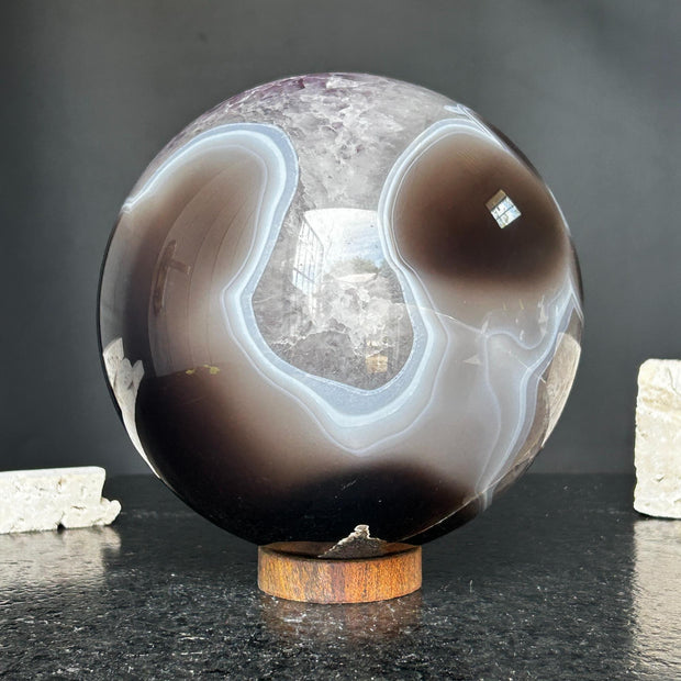 Amethyst and Agate Sphere, Open Crystal ball