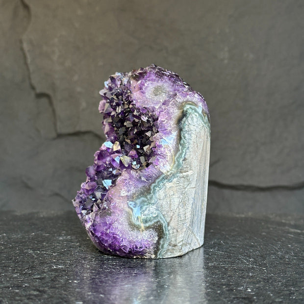 Amethyst Crystal Cluster Cave Geode , 6 in tall Huge Crystal Cluster, Deep Purple Stone