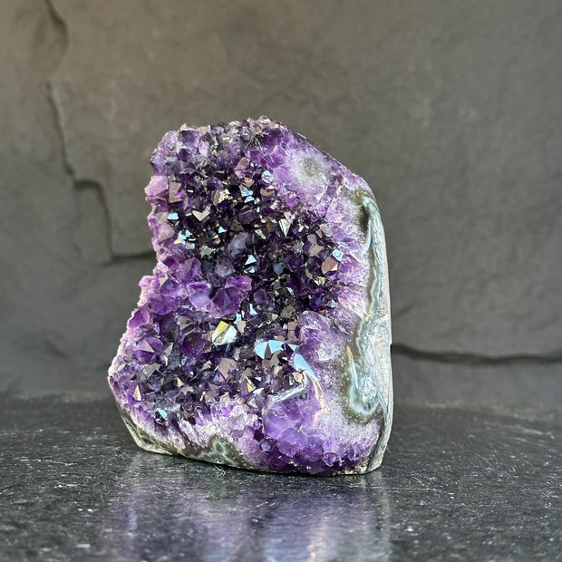 Amethyst Crystal Cluster Cave Geode , 6 in tall Huge Crystal Cluster, Deep Purple Stone