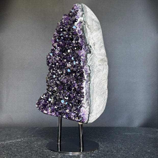 Superb Crystal Geode, Large Cave, Amethyst Crystal for collectors, 14 in Tall Full polished stone, Stunning decor AAA Crystal
