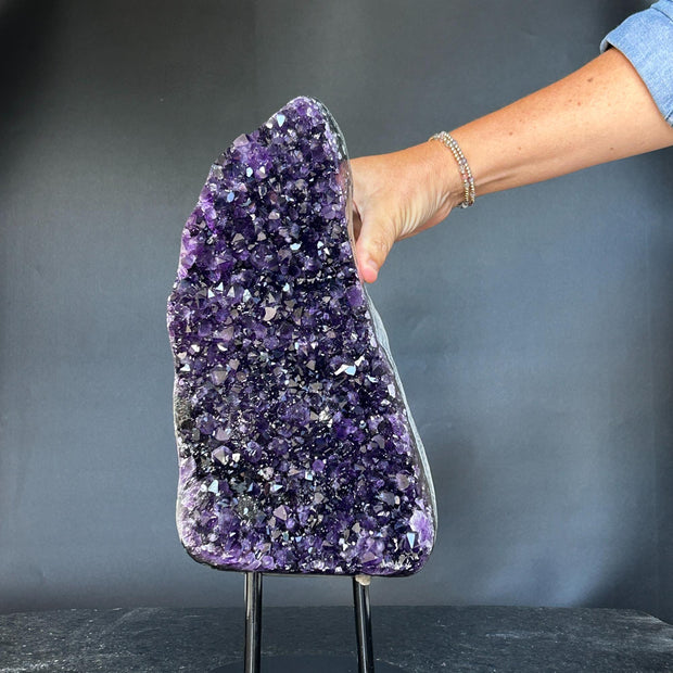 Superb Crystal Geode, Large Cave, Amethyst Crystal for collectors, 14 in Tall Full polished stone, Stunning decor AAA Crystal