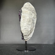Deep Purple Amethyst Crystal Decor piece with metallic base included (13 in tall) Rare crystal for home decoration