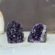 Amethyst geodes set (2 stones) crystal clusters (1.4 Lb full weight)
