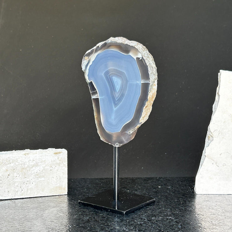 Agate Slice with metallic base included, Large Brown Agate Geode, 100% Natural Colors