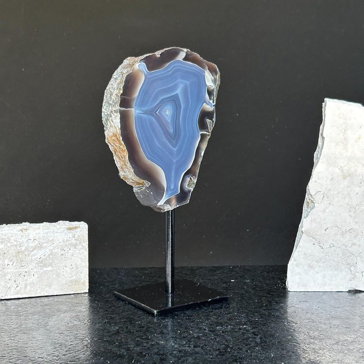 Agate Slice with metallic base included, Large Brown Agate Geode, 100% Natural Colors