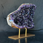 Amethyst Geode Cave with metallic base, Large Cave shaped, 12 inches tall piece for collectors, Full polished, Stunning decor Crystal
