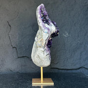 Stunning Natural Amethyst Geode with Metal Stand for Home Decor, XL Amethyst Cave