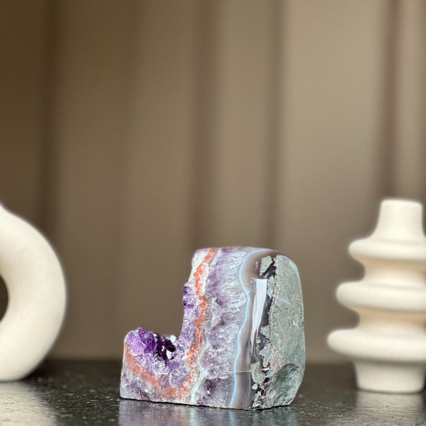 Unique Amethyst Cluster with Agate and Jasper formations, February birthstone, Meditation crystals, Amethyst Geode