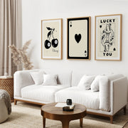 Beige Queen of Hearts Retro Wall Art Poster