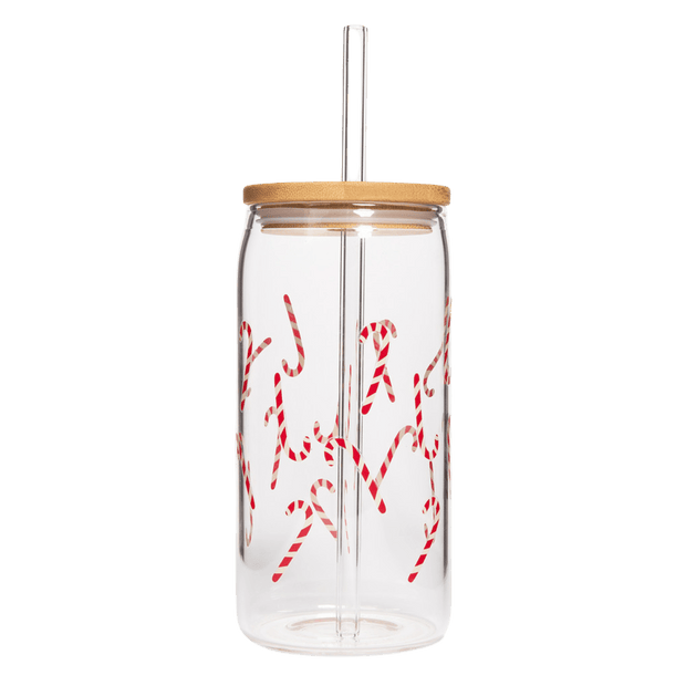 Candy Cane Can Glass - 17 oz
