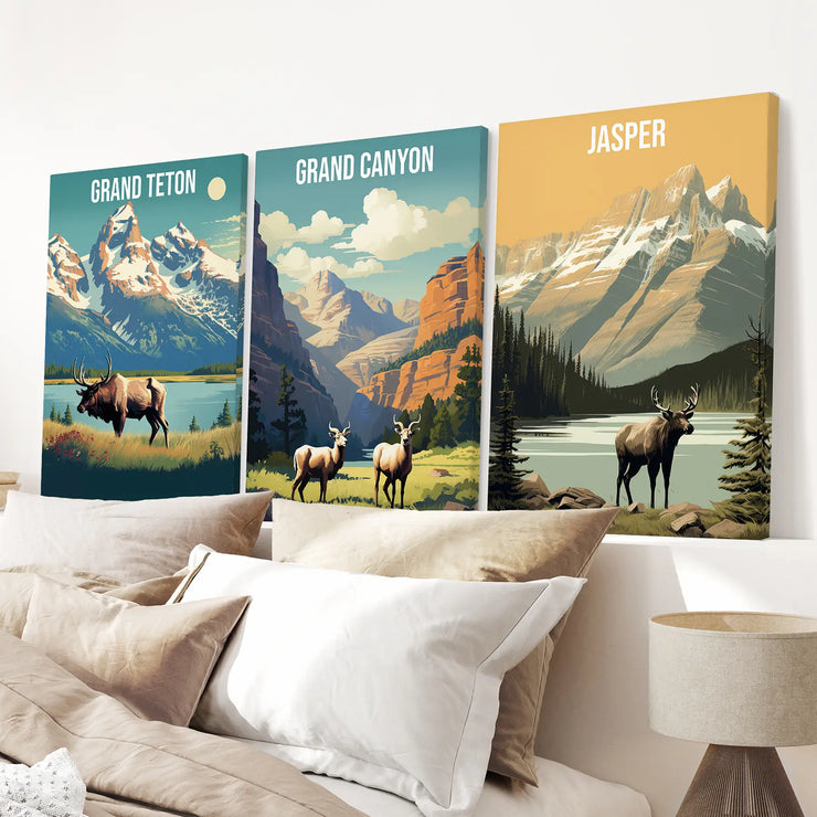 Grand Canyon, Jasper, Grand Teton. National Park Wall Art