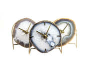 Gray Agate Desk Clock – Handcrafted Artisan Timepiece