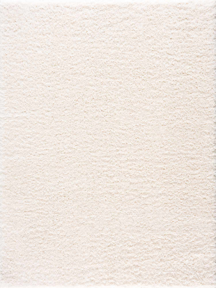 Faina Solid Cream Shag Rug Washable