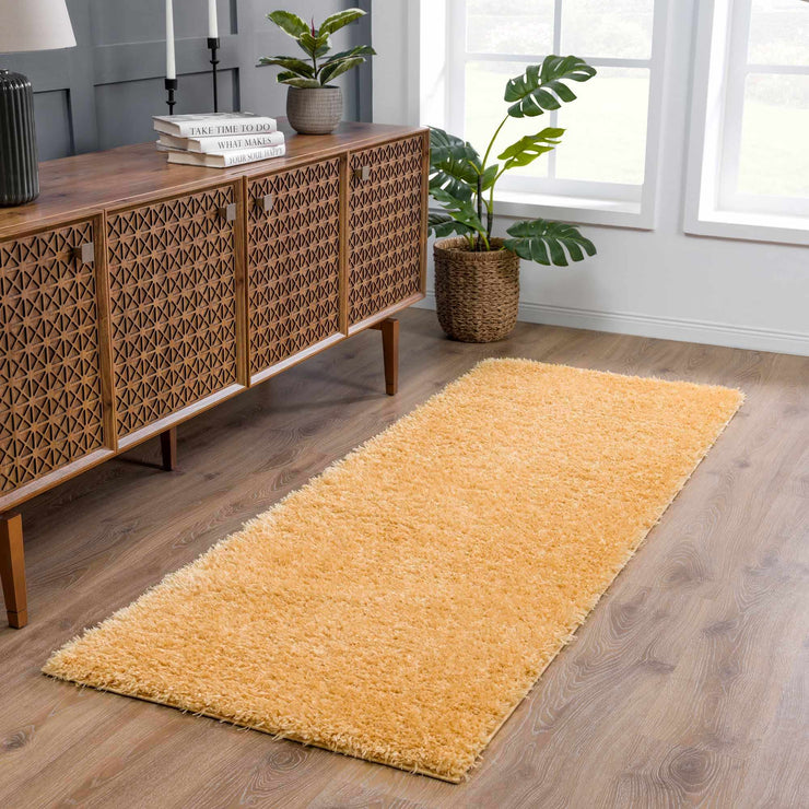Faina Gold Yellow Washable Shag Rug
