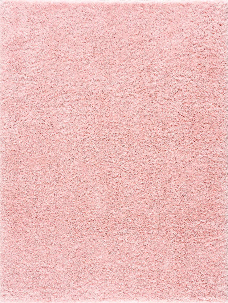 Faina Solid Pink Shag Rug Washable