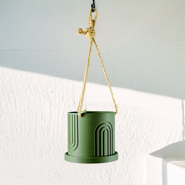 Indoor Hanging Planter for Indoor, 4 or 5 inch Hanging Plant Pot Unique Gift, 3D Printed Planter, Outdoor Patio Decor, Cottagecore Decor,BOW