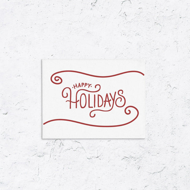 Happy Holidays Swirl Letterpress Box Set of 10