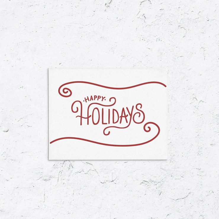 Happy Holidays Swirl Letterpress Box Set of 10
