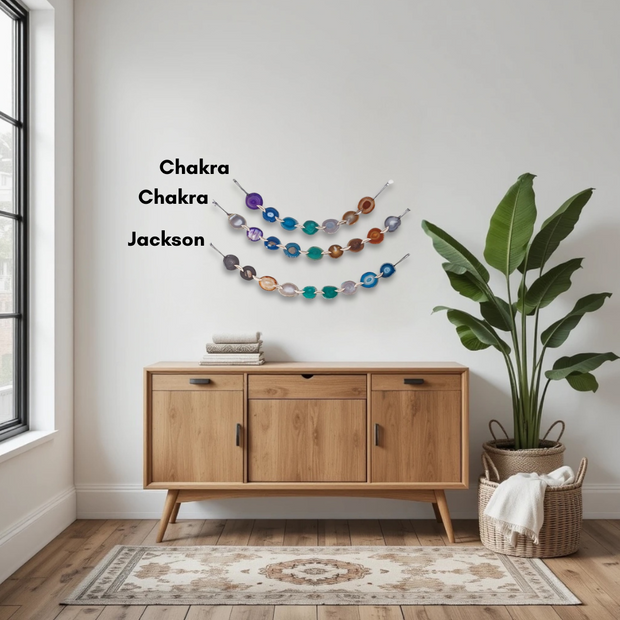 Boho Horizontal Agate Garland - Handcrafted Wall Hanging