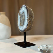 Agate Stone with metal stand included, Gems for home decor, Natural Uruguayan Crystal