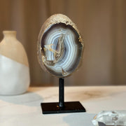 Agate Stone with metal stand included, Gems for home decor, Natural Uruguayan Crystal