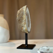 Agate Stone with metal stand included, Gems for home decor, Natural Uruguayan Crystal