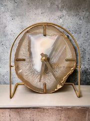 Natural Agate Desk Clock – Handcrafted Artisan Timepiece