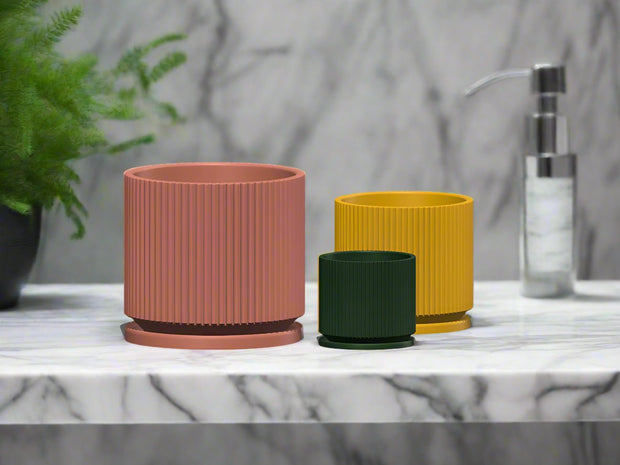 Mid-Century Ribbed Planter