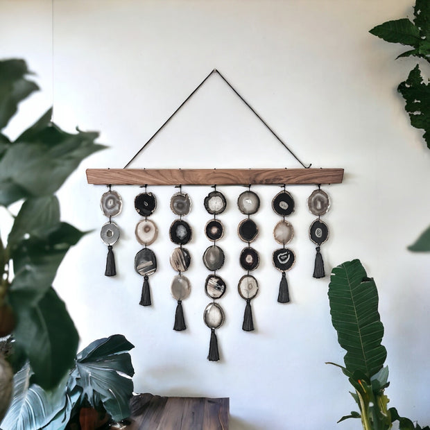 Midnight Uma Agate Wall Hanging (36 Inch) – Handcrafted Boho Wall Décor