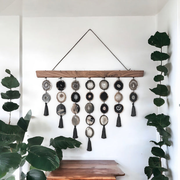 Midnight Uma Agate Wall Hanging (36 Inch) – Handcrafted Boho Wall Décor