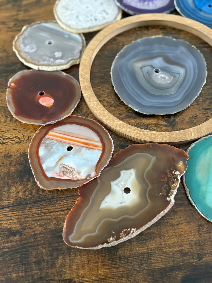 Rainbow Chakra Agate Wall Art Set – 12 Piece | DIY Installation