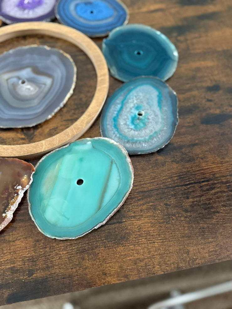 Rainbow Chakra Agate Wall Art Set – 12 Piece | DIY Installation