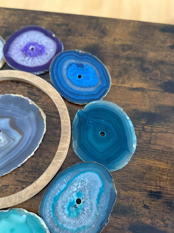 Rainbow Chakra Agate Wall Art Set – 12 Piece | DIY Installation