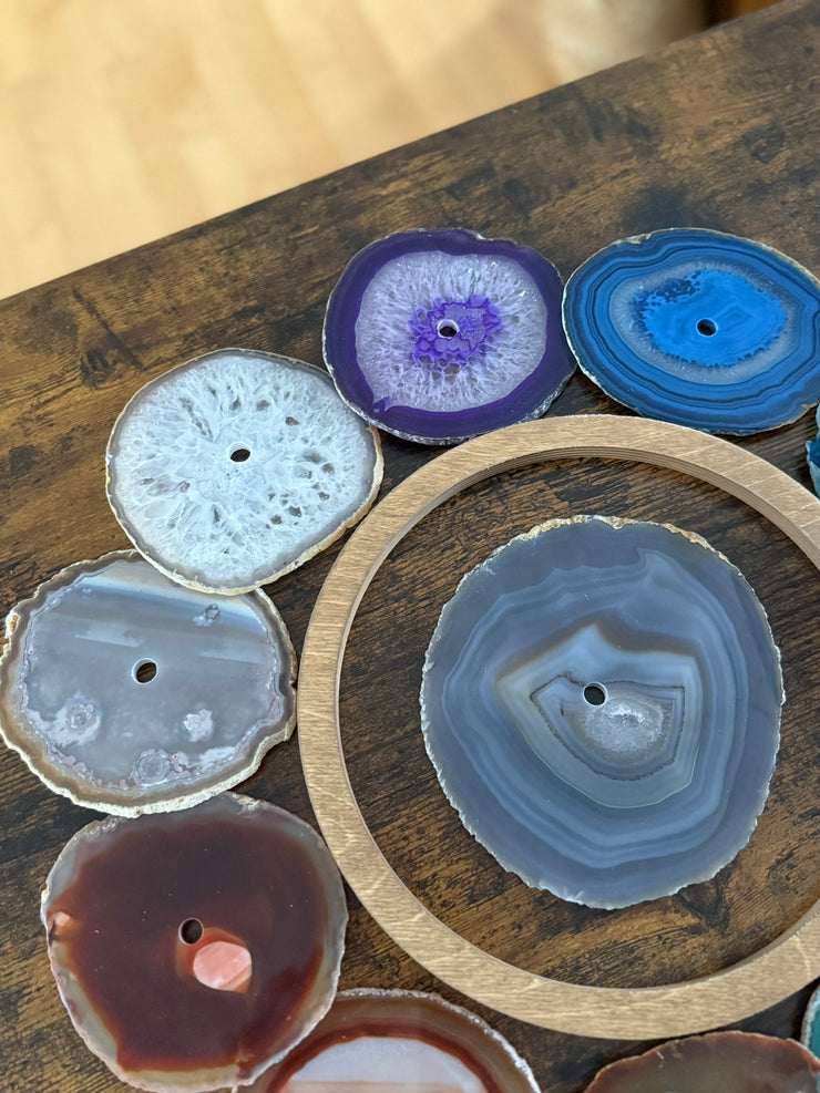 Rainbow Chakra Agate Wall Art Set – 12 Piece | DIY Installation