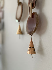 Fall Boho Set No. 1 – Handcrafted Agate Wall Hanging Pair with Rustic Brass Bells