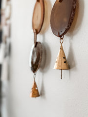 Fall Boho Set No. 4 – Amber & Rust Agate Wall Hanging Pair with Brass Bells