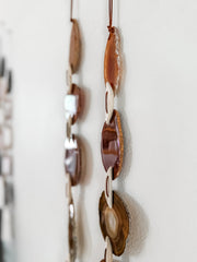 Fall Boho Set No. 3 – Rust & Amber Agate Wall Hanging Pair with Silk Tassels