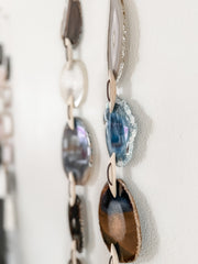 Set of 2 Gray-Blue White & Brown Agate Wall Hanging - Driftwood Ember Boho Garland