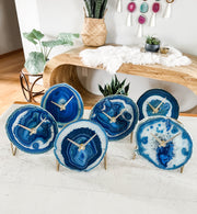 Blue Agate Desk Clock – Handcrafted Artisan Timepiece