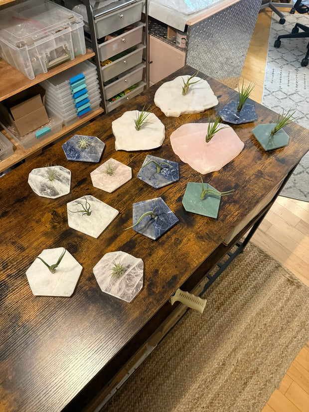 Quartz Crystal Air Plant Holder | Live Tillandsia Included