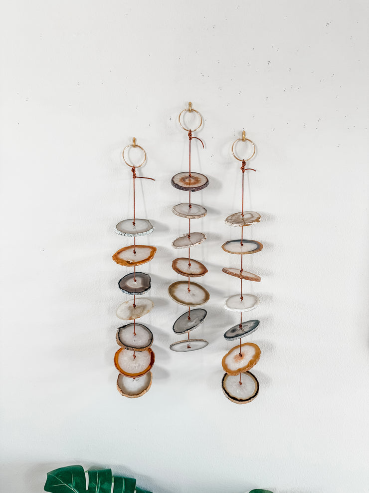 Natural/Gray Agate Gemstone Hanging for Wall or Ceiling - Umber Design