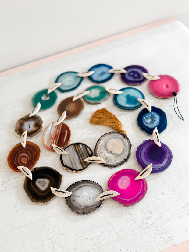 Chroma Line – 18 Slice Custom Colors Agate Garland | Vertical Hanging Statement Piece