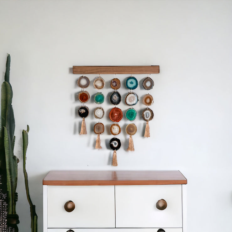 Mid Century Modern Uma Agate Wall Hanging (24 Inch) – Handcrafted Boho Wall Décor