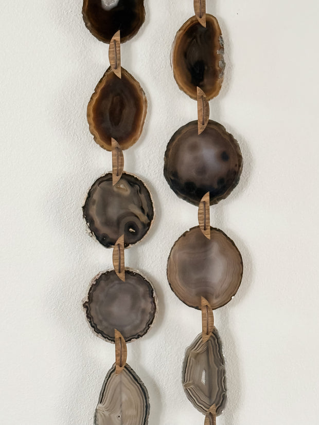 Esme Black, Taupe & Charcoal Agate Wall Hanging – Handcrafted Boho Garland (Multiple Sizes)