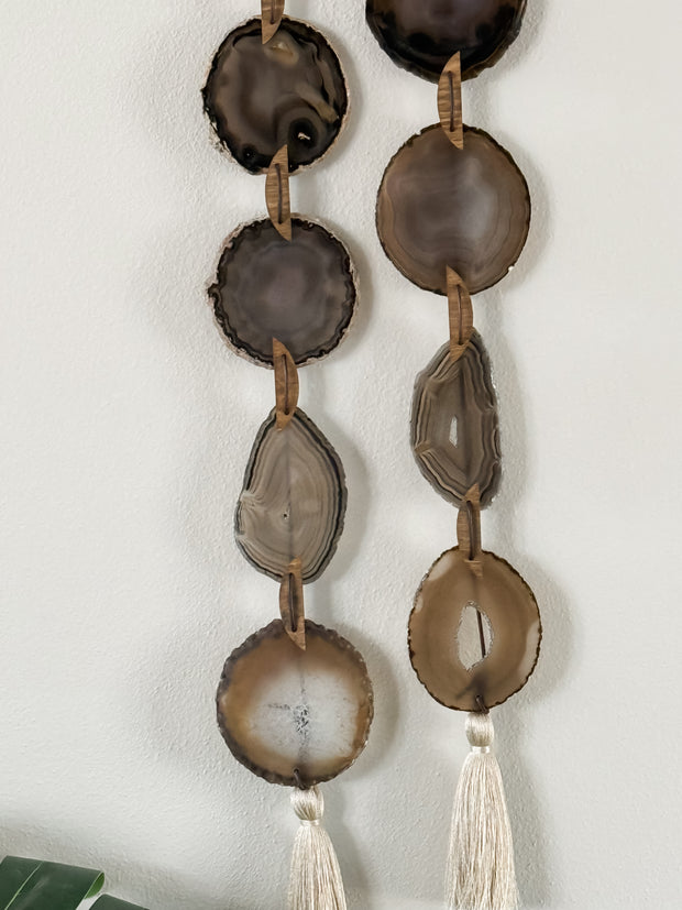 Esme Black, Taupe & Charcoal Agate Wall Hanging – Handcrafted Boho Garland (Multiple Sizes)