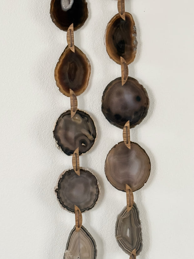 Esme Black, Taupe & Charcoal Agate Wall Hanging – Handcrafted Boho Garland (Multiple Sizes)