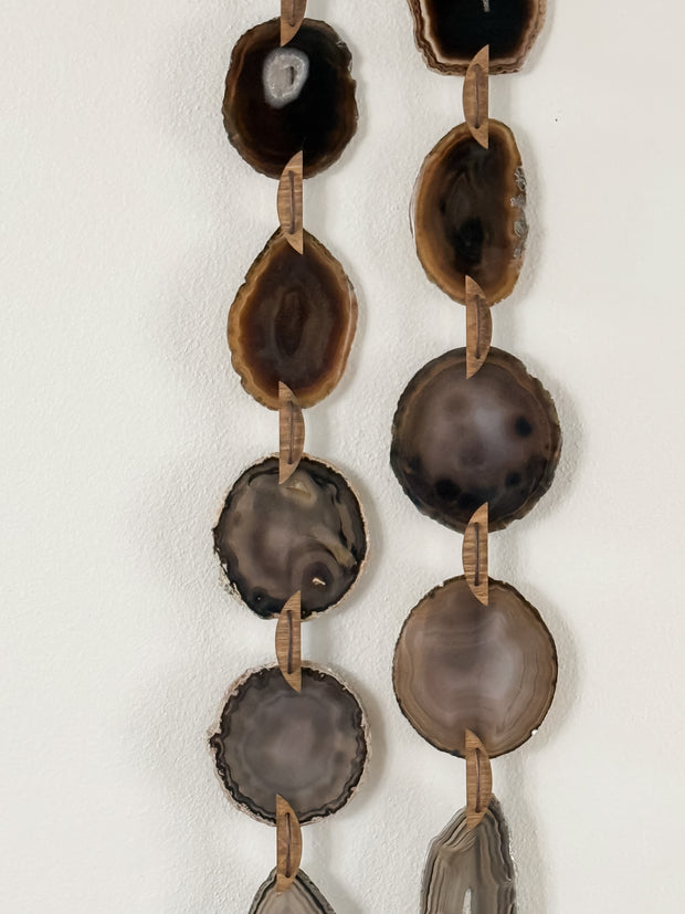 Esme Black, Taupe & Charcoal Agate Wall Hanging – Handcrafted Boho Garland (Multiple Sizes)