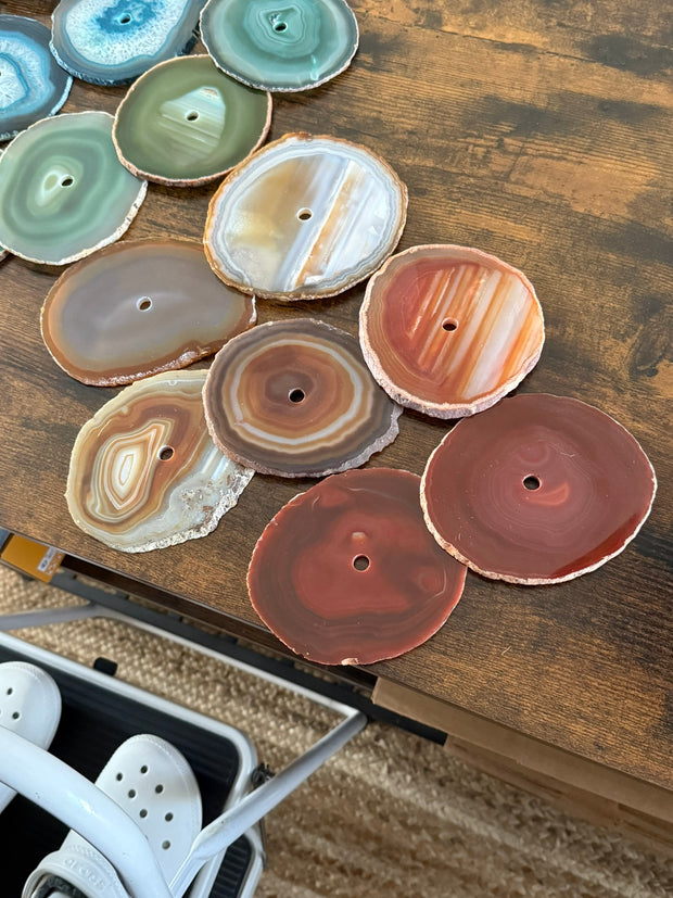Chakra Harmony Agate Wall Art Set – 16 Slice | DIY Installation